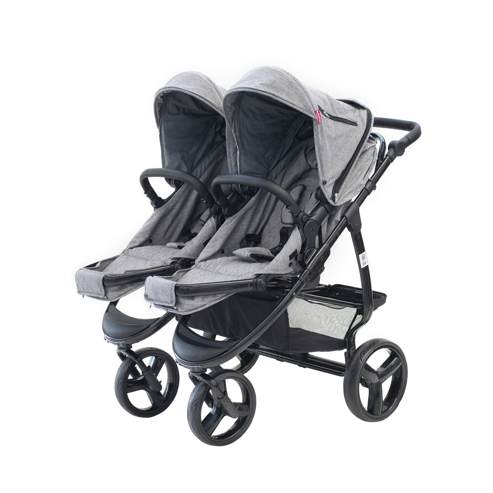 BabyTrold Double klapvogn, Grå melange