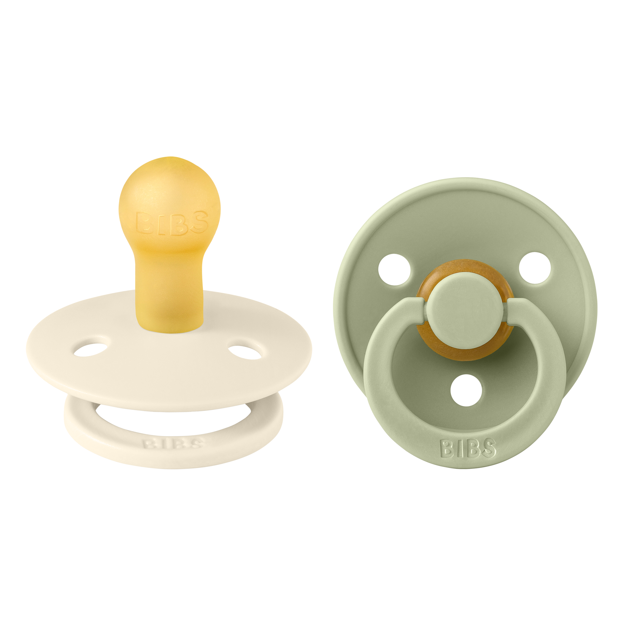 BIBS Pacifier Coulour 2 PACK Latex, Ivory / Sage