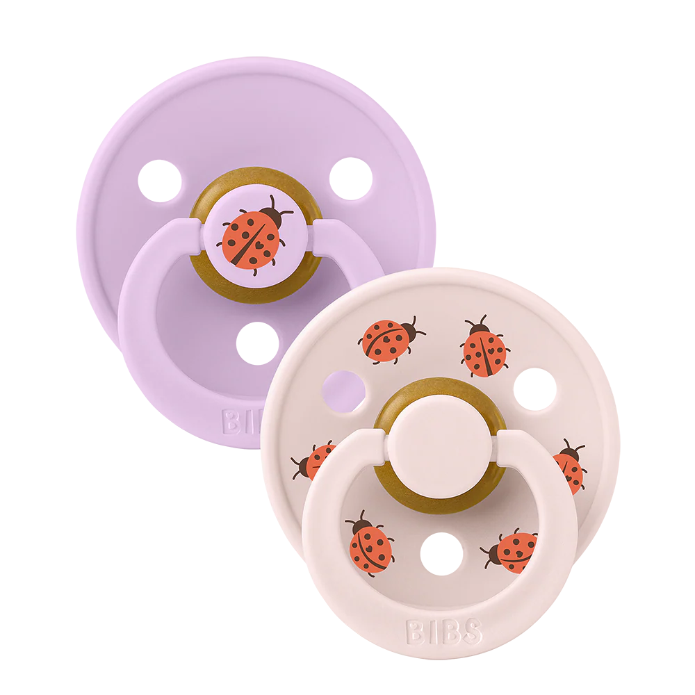 BIBS 2 pack natural rubber, Ladybug, Violet Sky / Petal