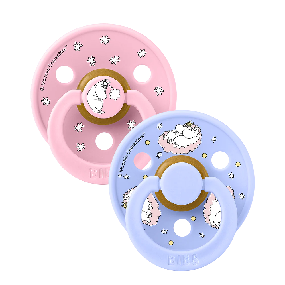 BIBS 2 pack natural rubber, Moomin Dreaming, Baby Pink mix