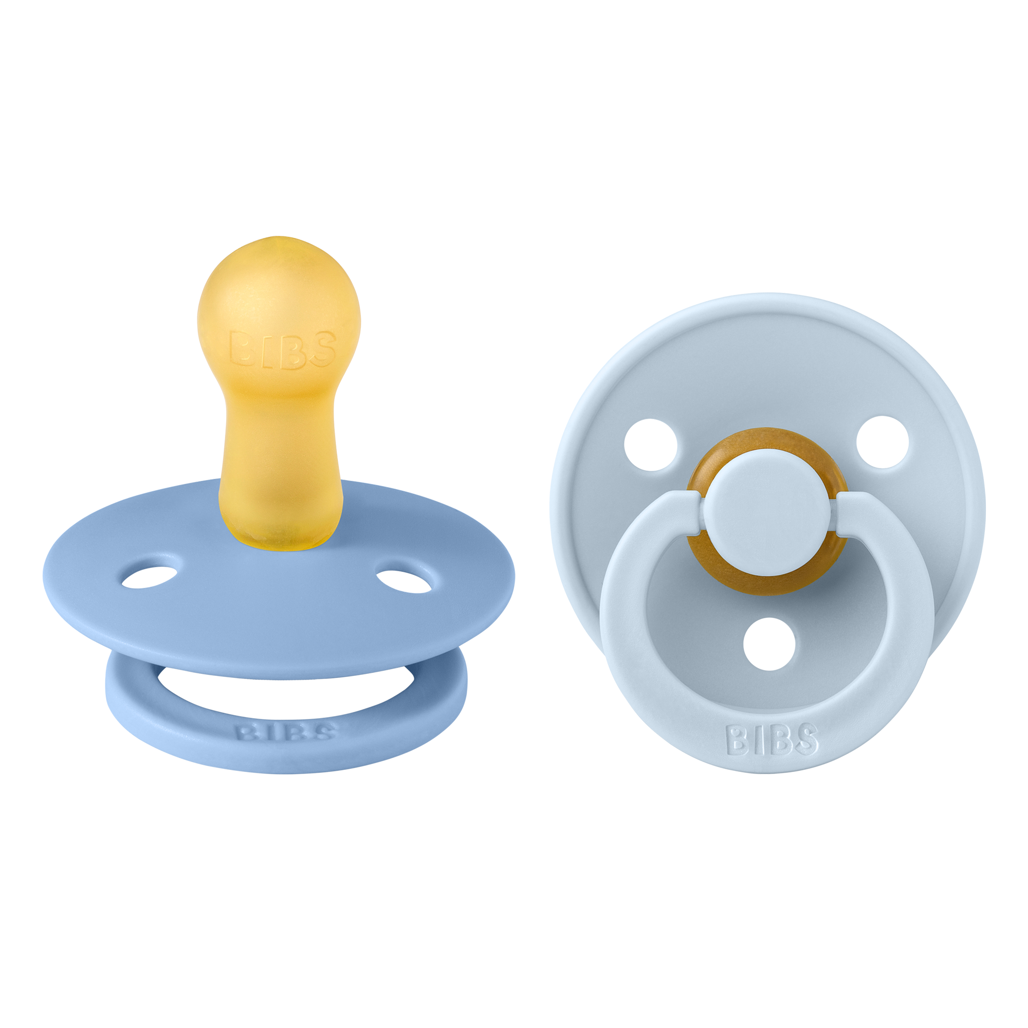 BIBS Pacifier Coulour 2 PACK Latex, Blue/b-Baby Blue