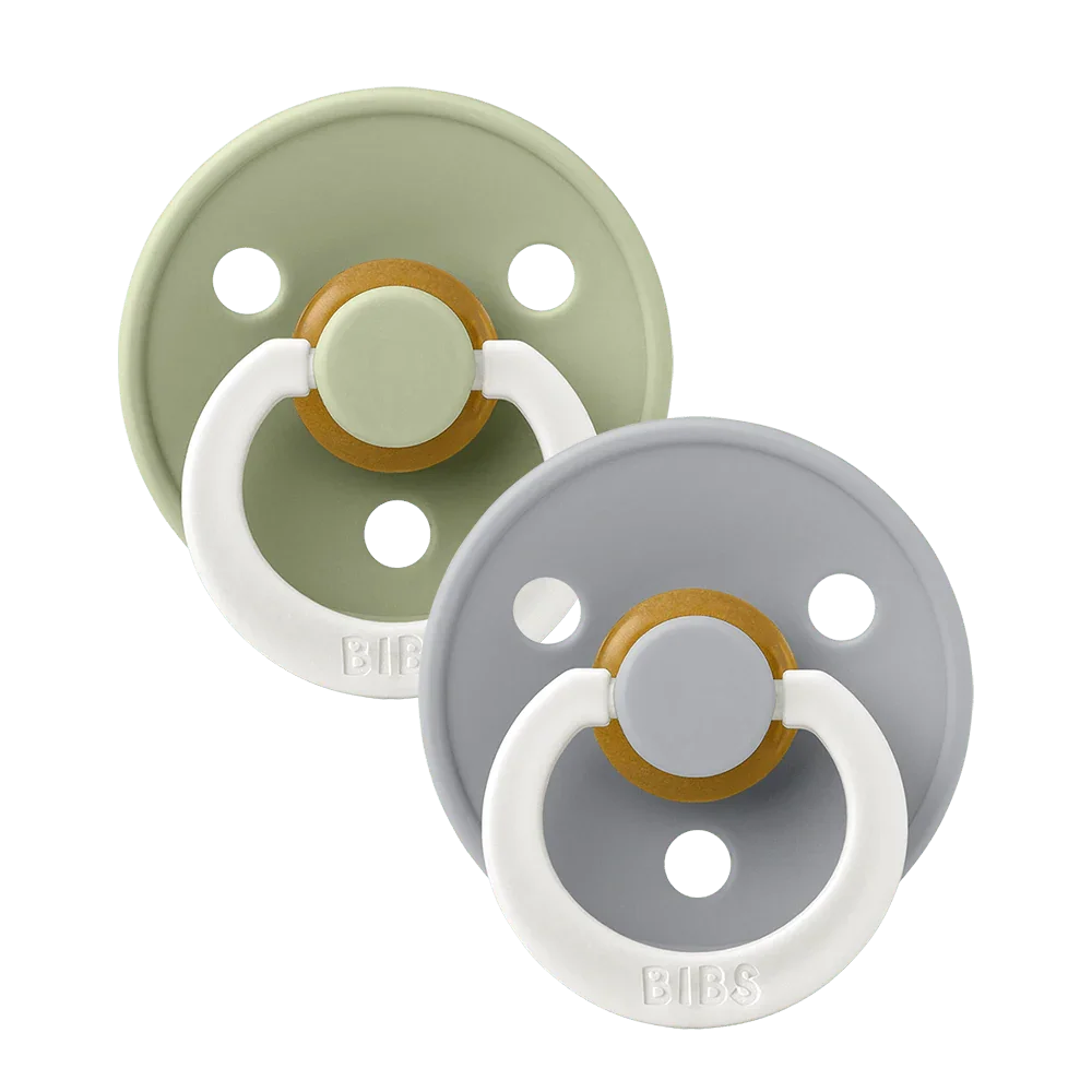 BIBS 2 pack natural rubber, Selvlysende, Sage/Cloud
