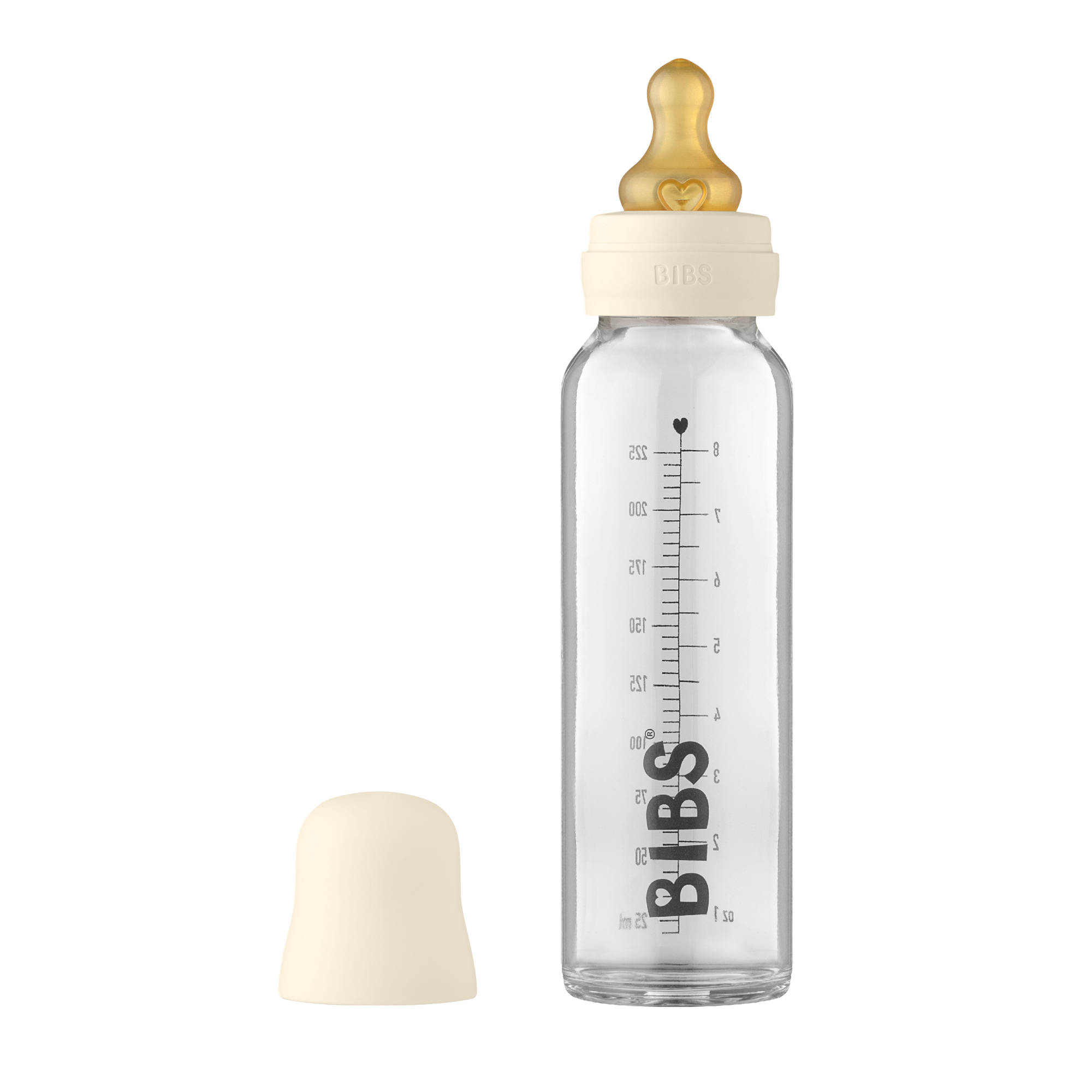 BIBS Baby Glass flaske komplet sæt 225ml - Ivory