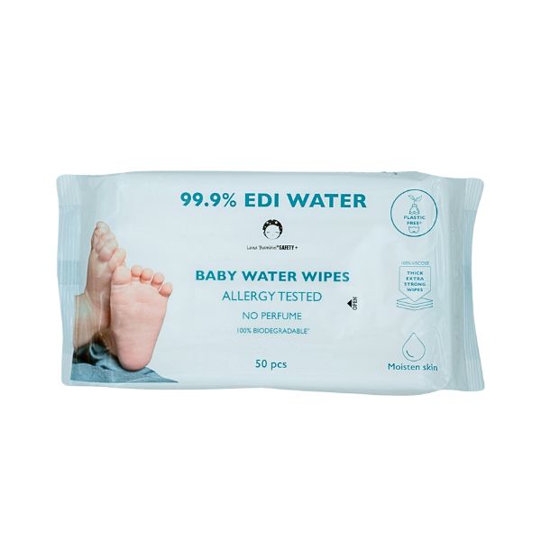 Vådservietter uden parfume med 99,9% EDI Water, 50 stk