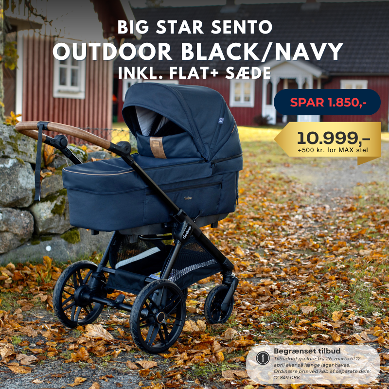 Emmaljunga Big Star Sento Outdoor Navy INCL Flat+ klapvognssæde