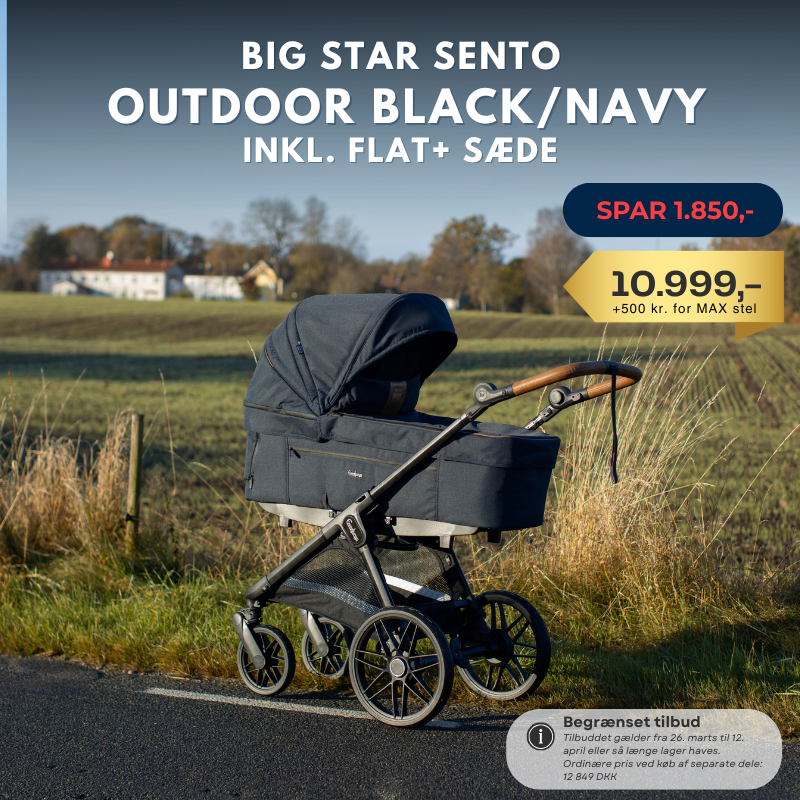 Emmaljunga Big Star Sento Outdoor Black INCL Flat+ klapvognssæde