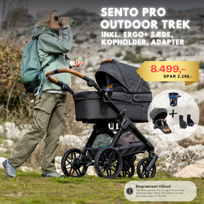 Emmaljunga Sento Pro Outdoor Trek, incl Ergo klapvognssæde, kopholder og adapter