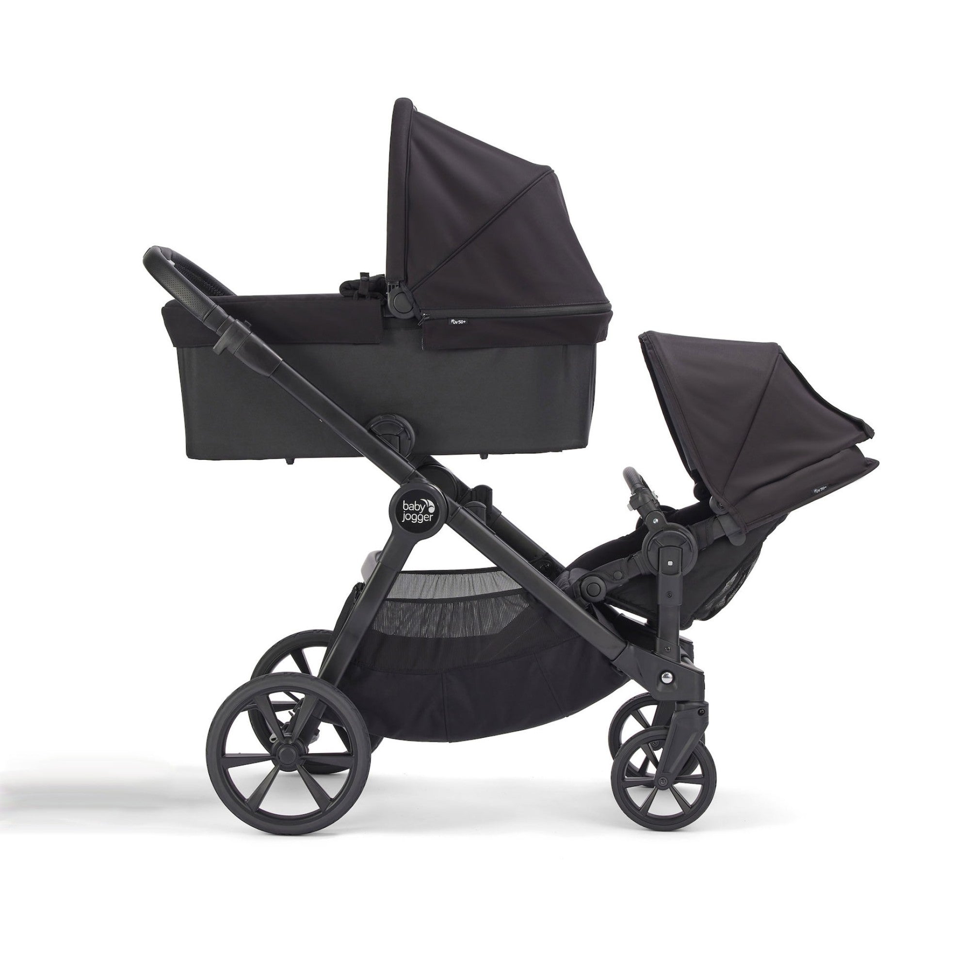 Baby Jogger City Select 2, Søskendevogn, Sort, incl barnevognskasse og 2 klapvognssæde