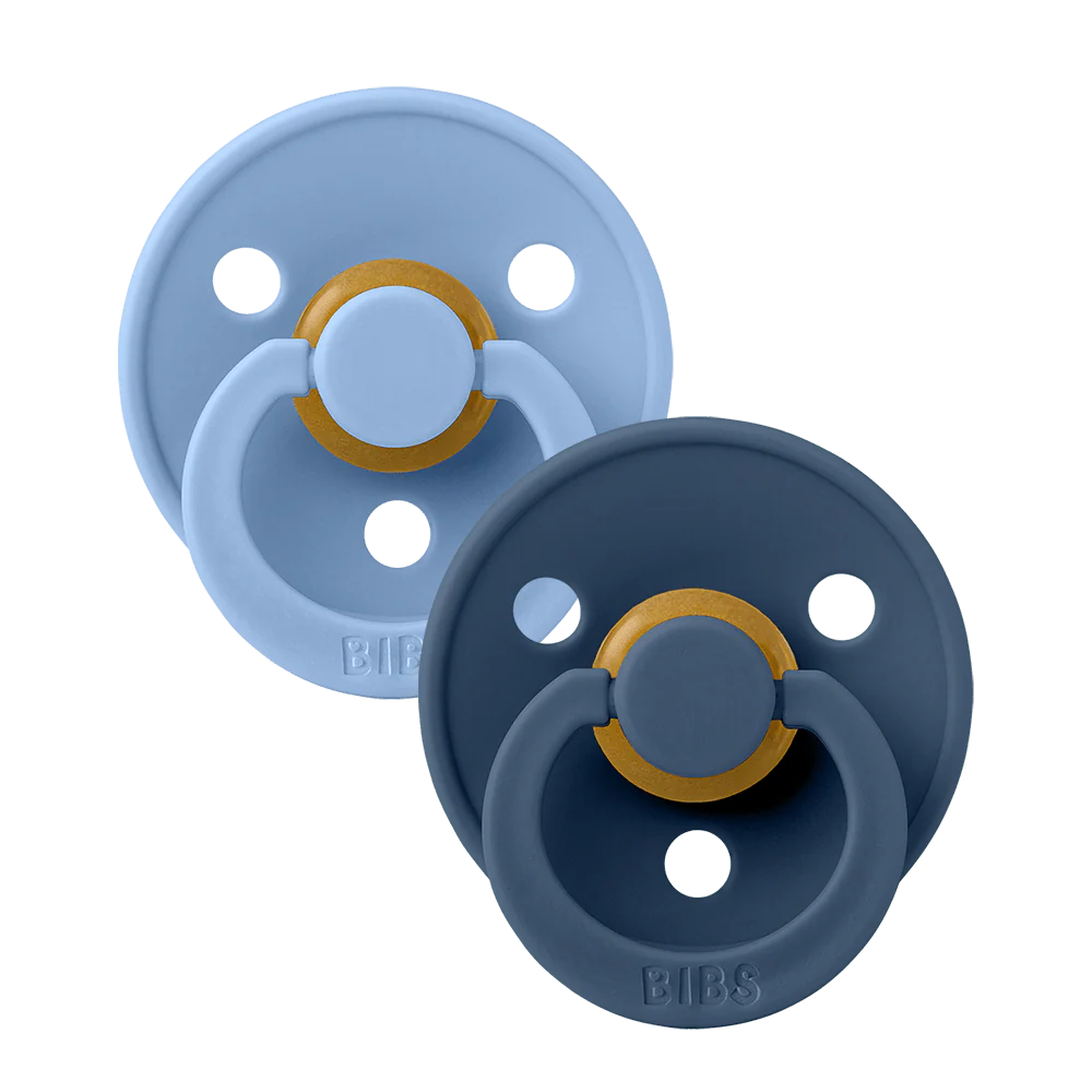 BIBS Pacifier Coulour 2 PACK Latex, Sky Blue/ Steel Blue